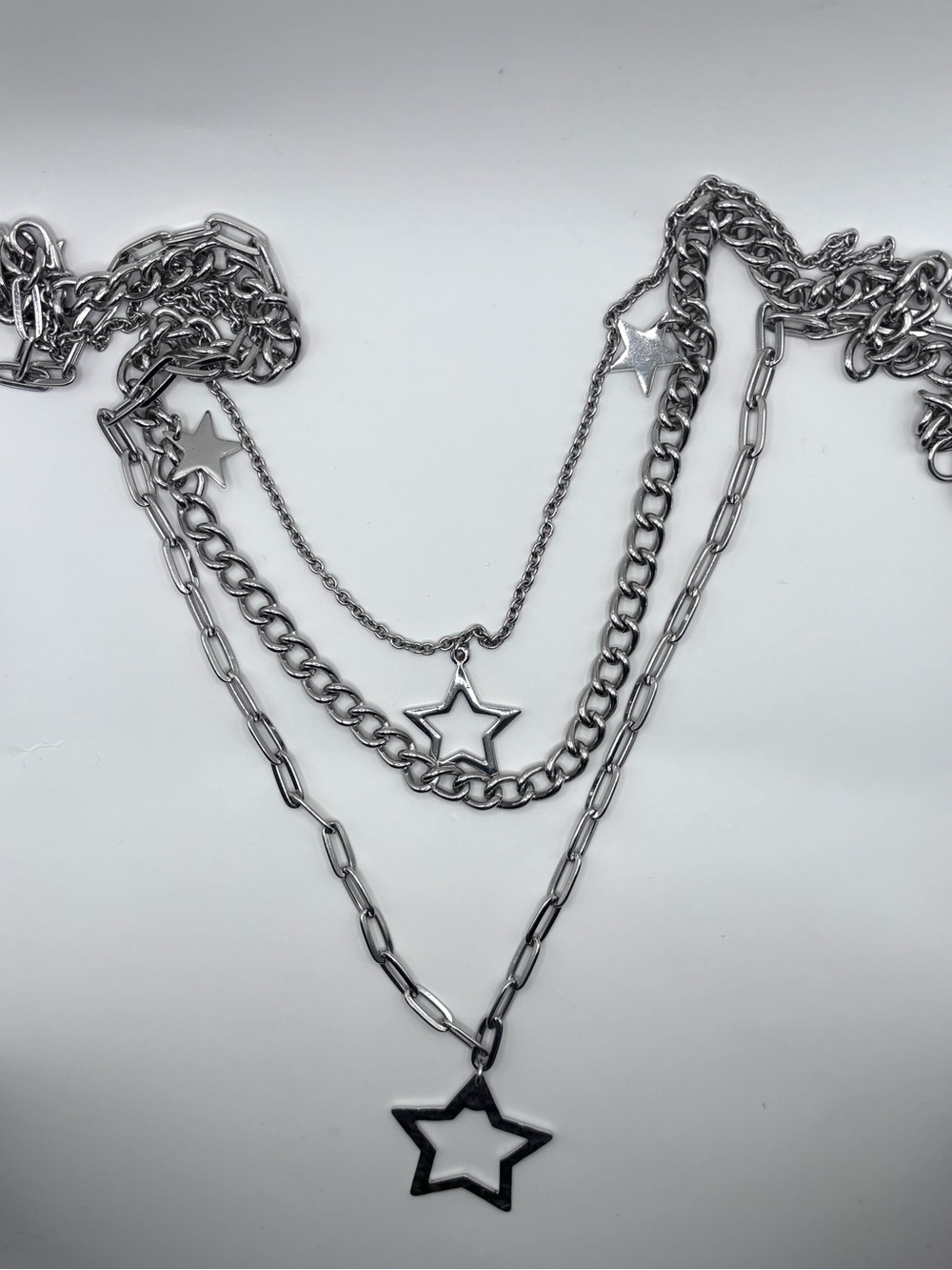 Silver Star Layered Purse Chain